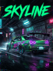 Картина "Skyline Neon Drift" - фото №2