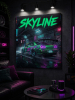 Картина "Skyline Neon Drift" - фото