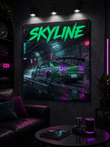 Картина "Skyline Neon Drift" - фото