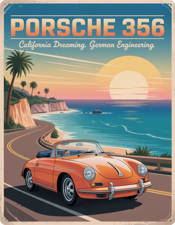 Картина "Ретро Porsche" - фото №2