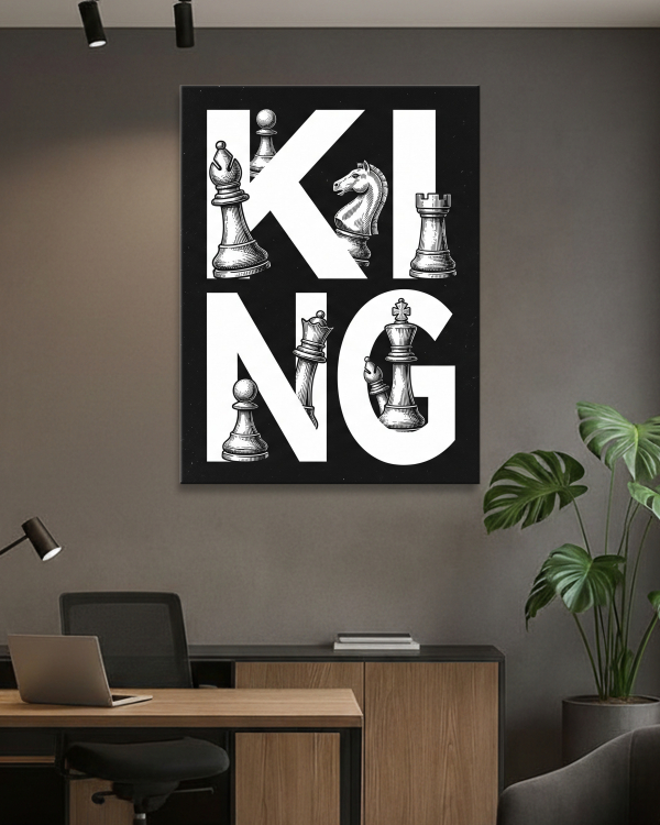 Картина "Шахові фігури у типографіці KING" - фото